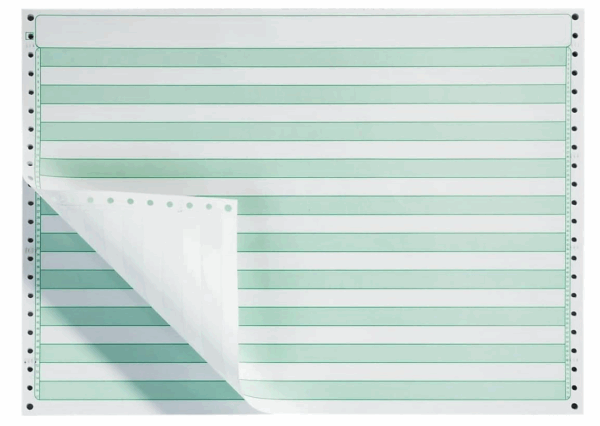 14-7/8" x11" 2 Part Green Bar Computer Paper