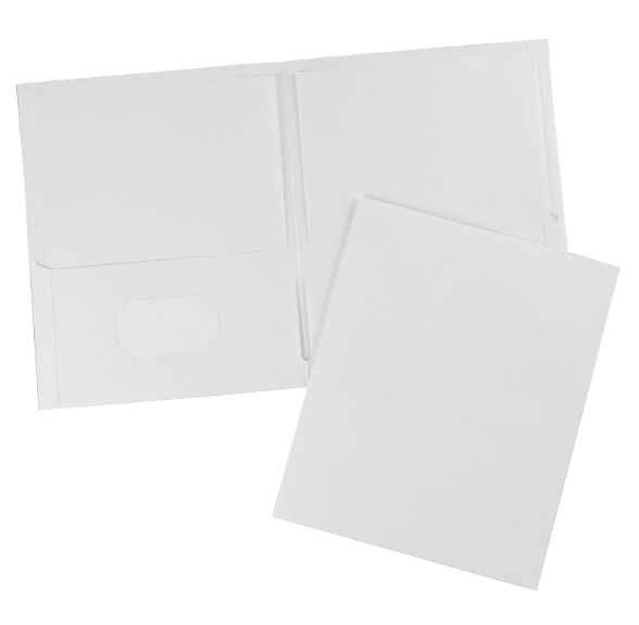 WHITE REPORT COVER WITH DBL POCKET PORTFOL 6