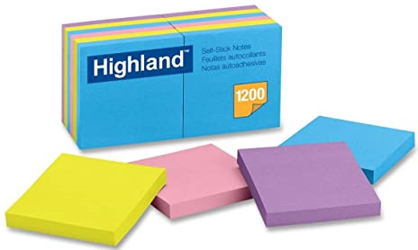 Highland Neon Self-Stick Notes 6549-B, 3" X 3"