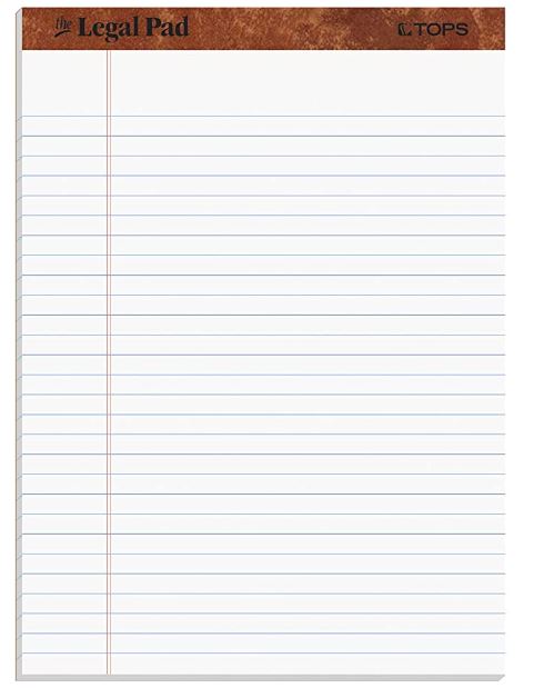 Letter Size White Ruled Pad