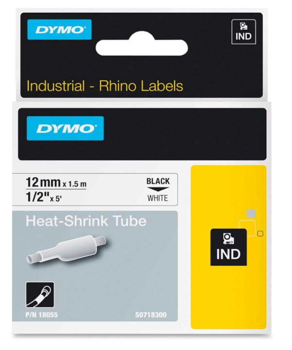 Dymo Rhino White Heat Shrink Label 1/2" x 5', 18055