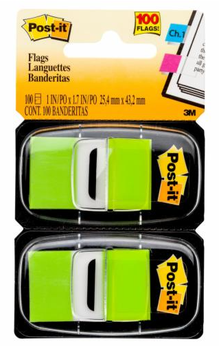 3M Post It Flags - Bright Green